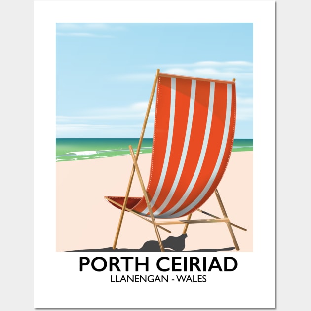 porth ceiriad wales beach travel poster Wall Art by nickemporium1